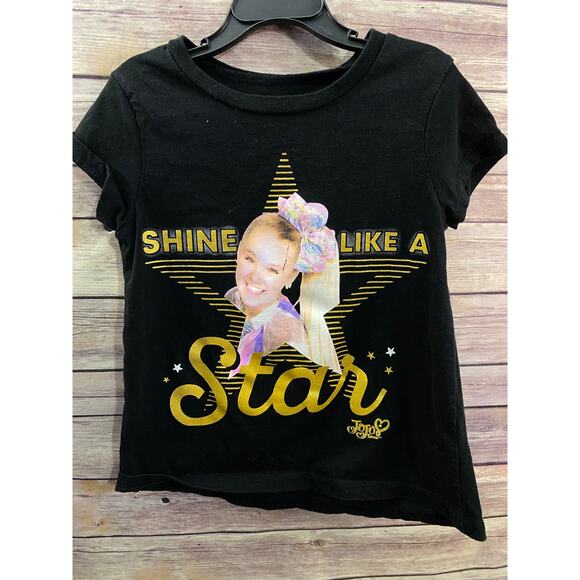 Nickelodeon jojo siwa T-Shirt Girls Size 7/8 Black Shine Like a Star Graphic Tee - Picture 5 of 8